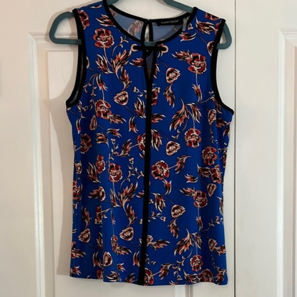 Ivanka Trump Blue Floral tank Top Blouse